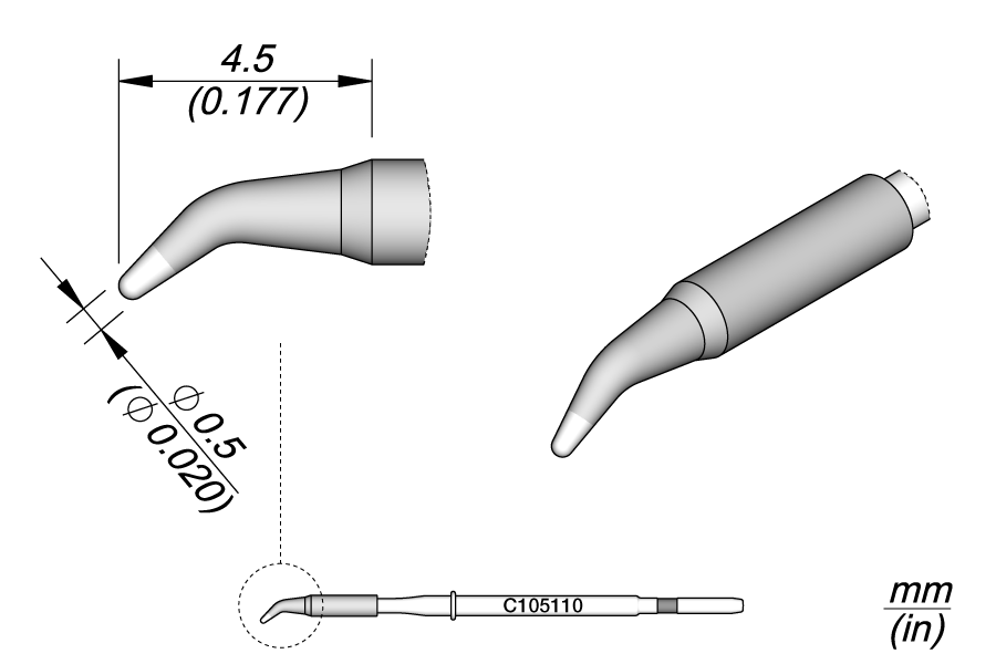 C105110 - Conical Bent Cartridge Ø 0.5